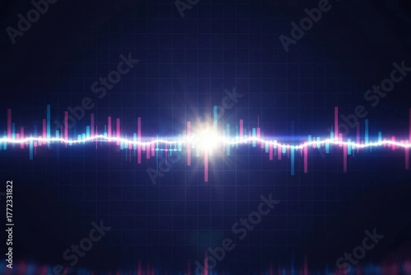 Fototapeta High-Tech Financial Market Trading Data: Abstract Candlestick Chart, Stock Volatility, and Investment Risk Background