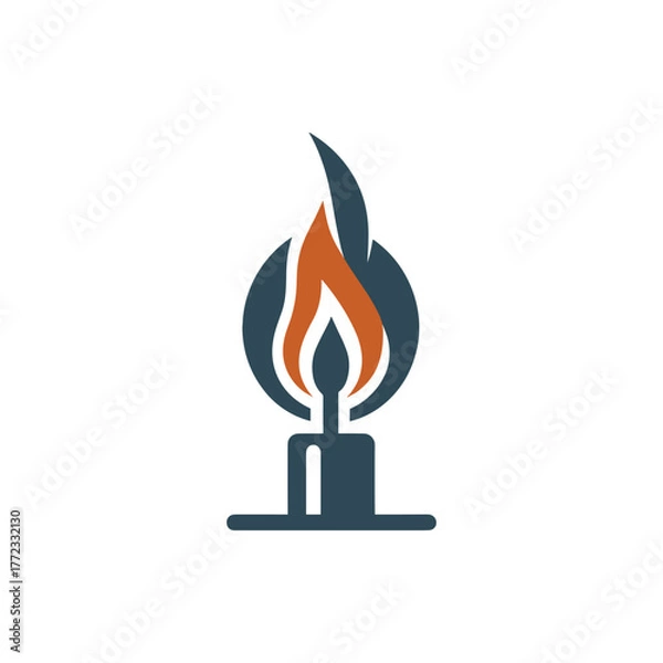 Obraz burning candle on a blue background