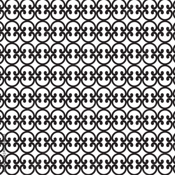 Obraz Seamless pattern of black swirls isolated on white background