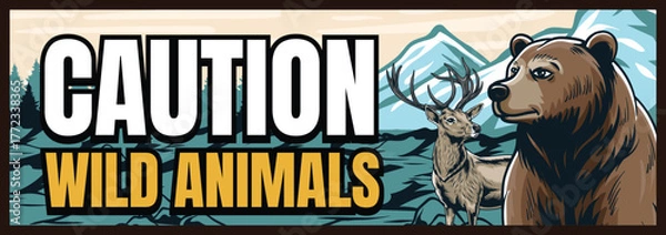 Fototapeta banner showing the location of wild animal warnings