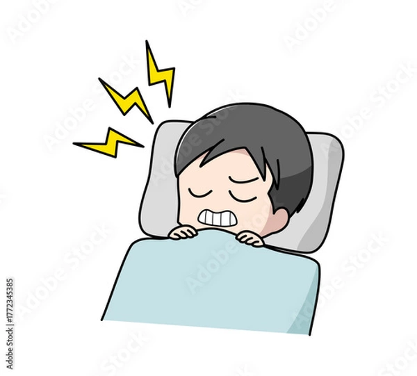 Obraz 寝ているときに歯ぎしりをしている男性のイラスト