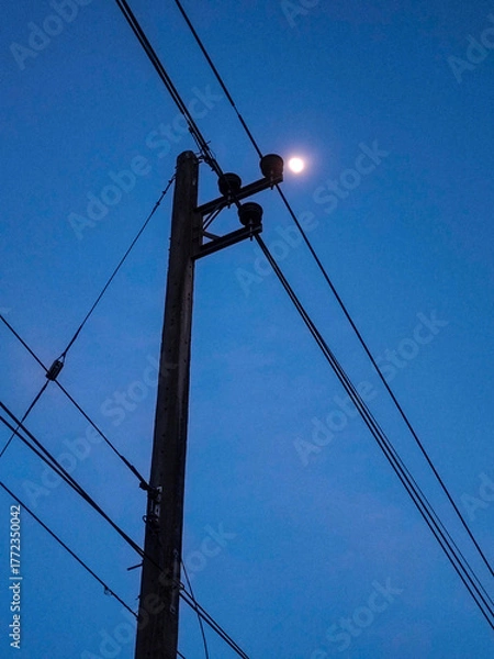 Obraz high voltage electric pole under sky