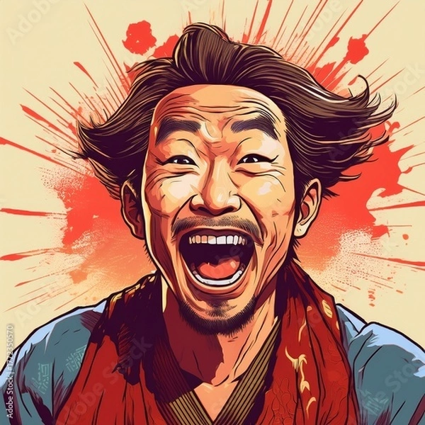 Obraz 笑う男　イラスト