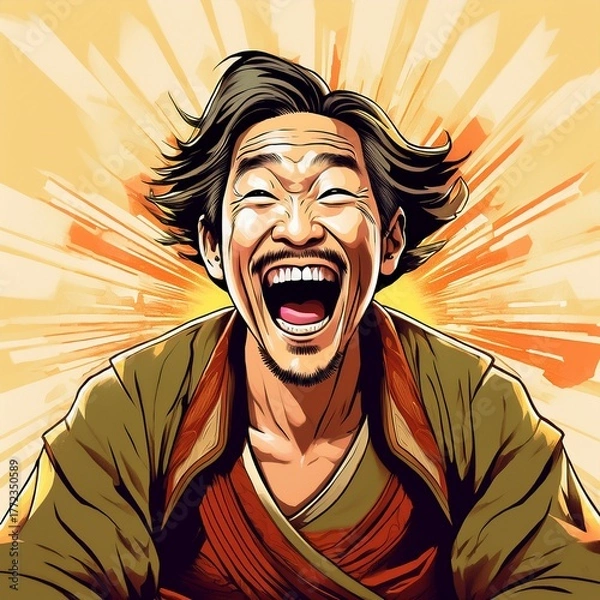 Obraz 笑う男　イラスト