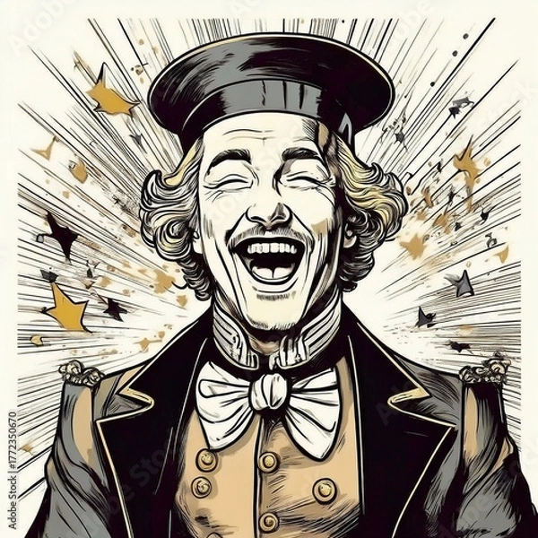 Obraz 笑う男　イラスト