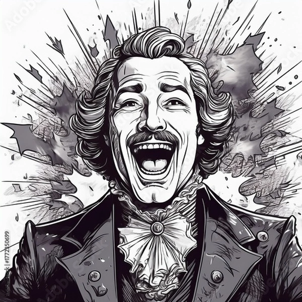 Obraz 笑う男　イラスト