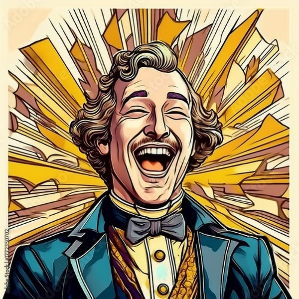 Obraz 笑う男　イラスト