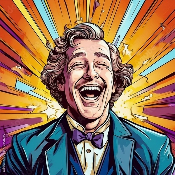 Obraz 笑う男　イラスト