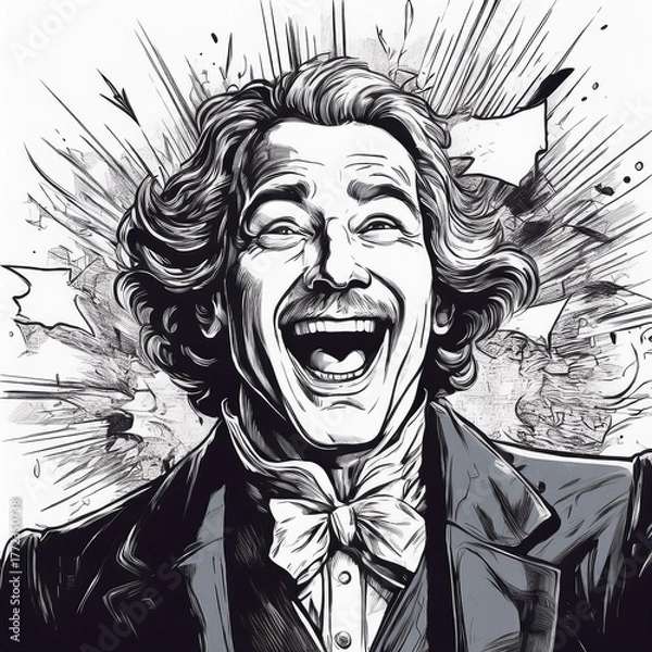 Obraz 笑う男　イラスト