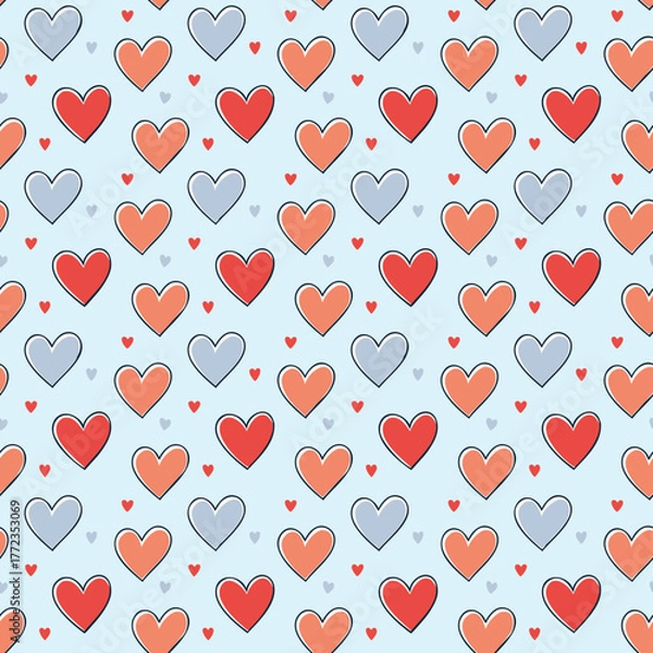 Fototapeta Hearts seamless pattern for romance background