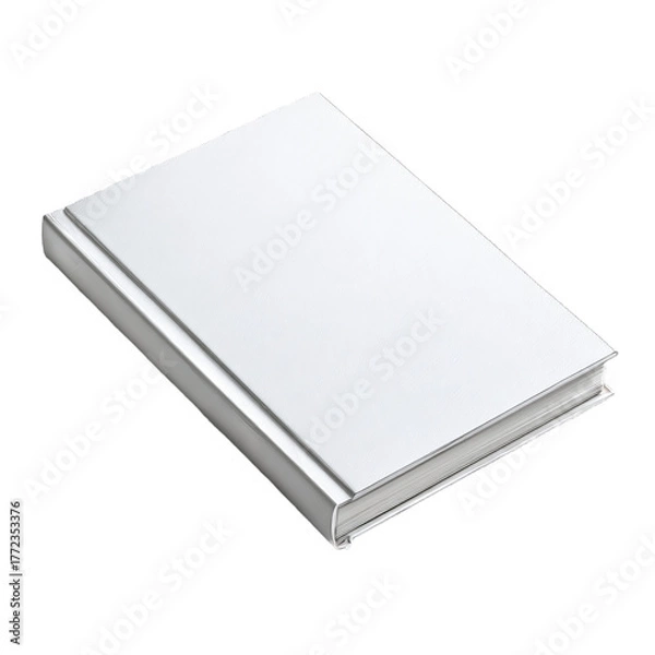 Fototapeta Blank white hardcover book mockup, closed, angled perspective view. Isolated on transparent background, png