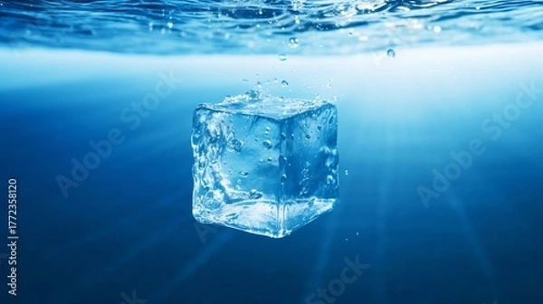 Obraz 水の中に入った氷と光