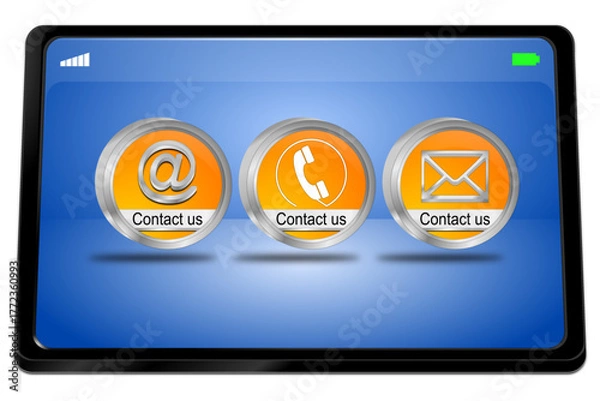 Obraz Tablet computer with Contact us Button - 3D illustration