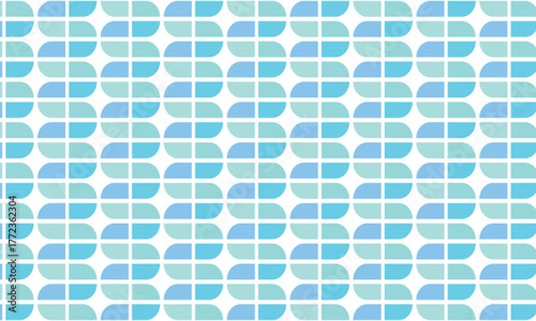 Fototapeta 角が1つだけ丸い横長の長方形が波のように繋がった幾何学模様