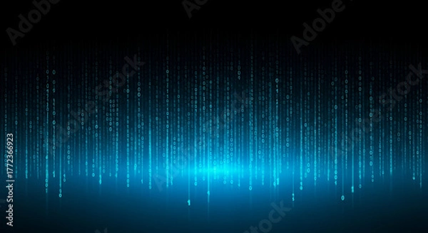 Obraz Falling Binary Code Stream with Blue Glow data technology