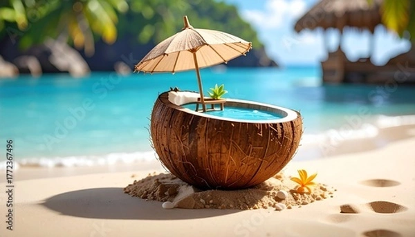 Obraz Poolside Coconut Escape