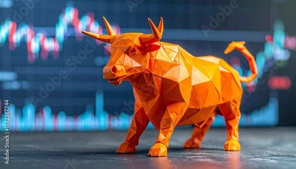Obraz Geometric Bull Rising
