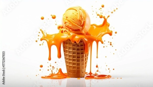 Obraz Caramel Ice Cream Splash