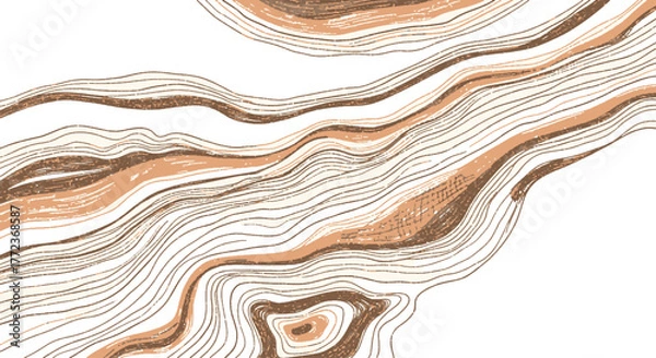 Fototapeta Abstract Flowing Lines Design in Warm Earthy Hues, Evoking Natural Patterns and Topographic Maps