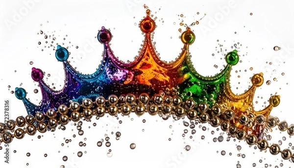 Obraz Rainbow Liquid Crown Splash with Beads