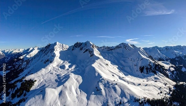 Obraz Aerial View of Snow Covered Mountain Range