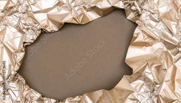 Obraz Silver Foil Crumpled Texture Background with Copy Space