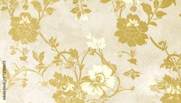 Obraz Elegant Ivory and Gold Floral Wallpaper Pattern