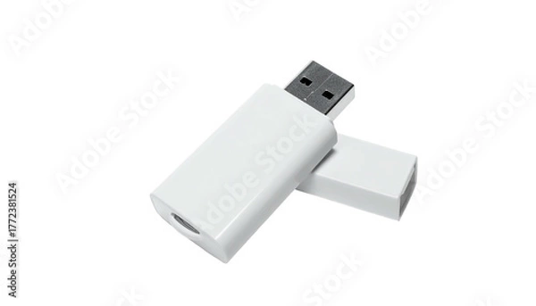 Obraz Two white USB sticks, one angled on top of the other