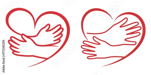 Obraz Red hands embracing heart shape embrace love