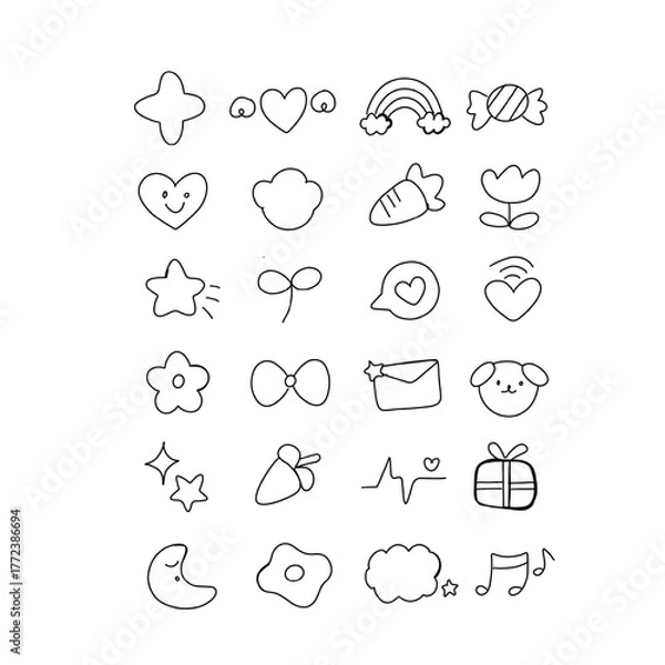 Obraz Cute line art collection