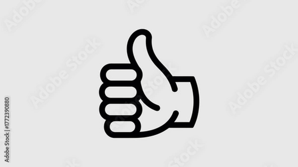 Fototapeta Simple black thumbs up icon on a light gray background
