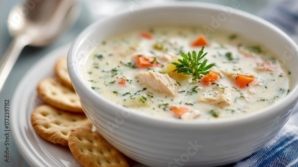 Obraz  bowl of creamy chicken and vegetable soup