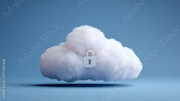Obraz cloud with a padlock icon on a blue background
