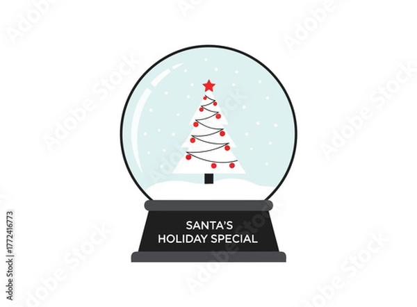 Obraz A snow globe with a festive Christmas tree inside rests on a black base.