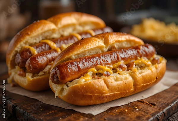 Fototapeta Sweet Italian/European Bread with Sugar Topping
