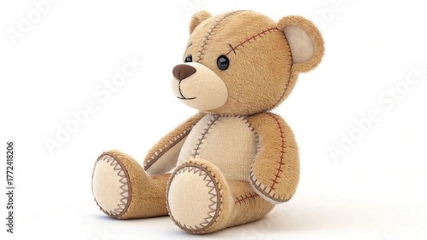 Fototapeta teddy bear play toy isolated on white background