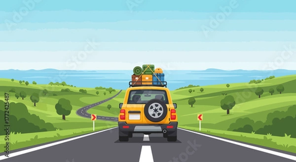 Fototapeta Coastal Adventure Getaway: Preparing Your SUV for the Ultimate Road Trip