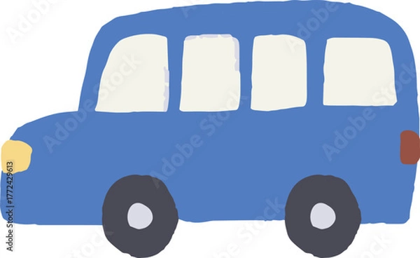 Obraz 青い車の手描きイラスト