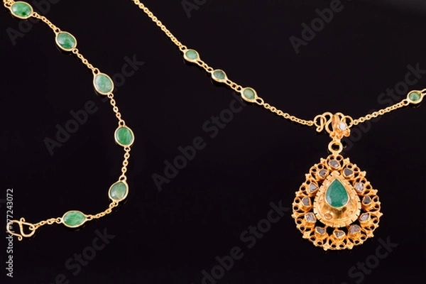 Obraz isolated thai ancient gold necklace