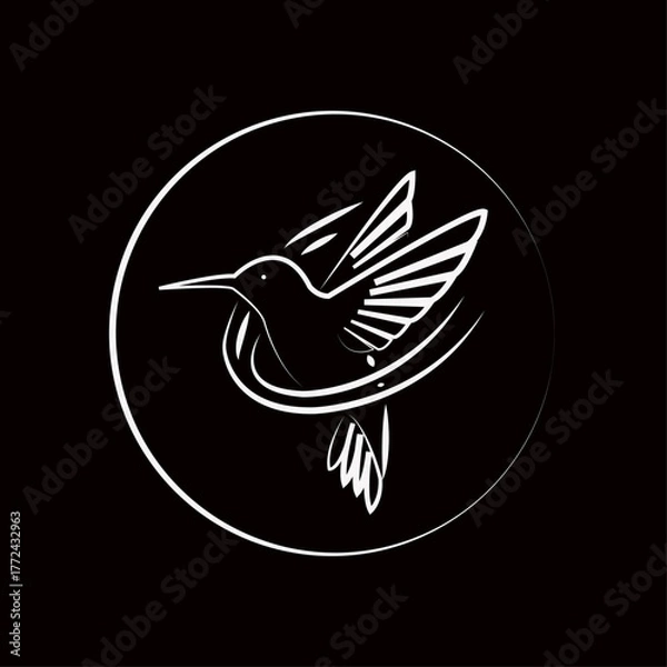 Obraz Flying Hummingbird Minimal Line Icon Vector