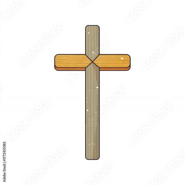 Fototapeta Wooden cross in minimalistic flat design with clean lines