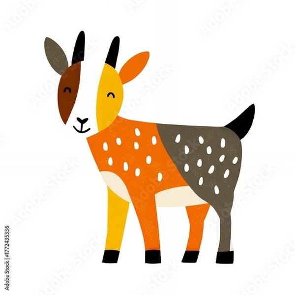 Fototapeta Colorful goat illustration in a minimalistic flat design style