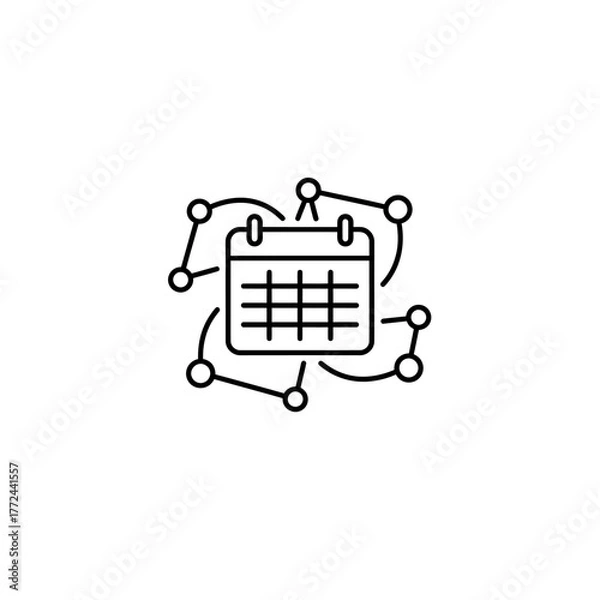 Obraz Calendar entangled in interconnected network