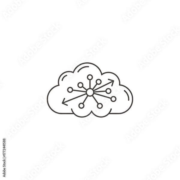 Fototapeta Cloud connection network arrows spreading