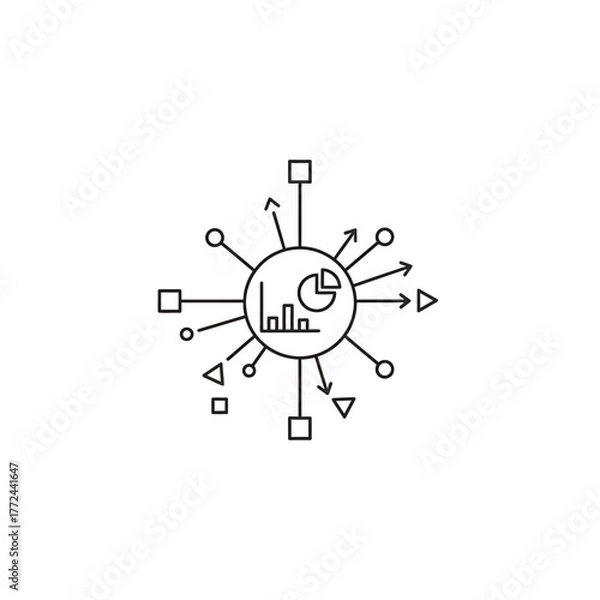 Obraz Data analysis insights interconnected network diagram