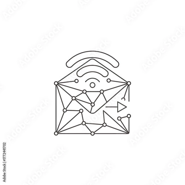 Obraz Digital envelope with network  waves