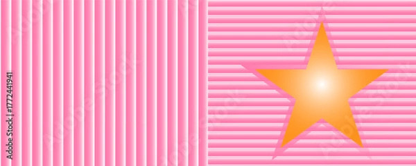 Obraz Pink Striped Background with Orange Star Gradient for Beauty and Skincare Design