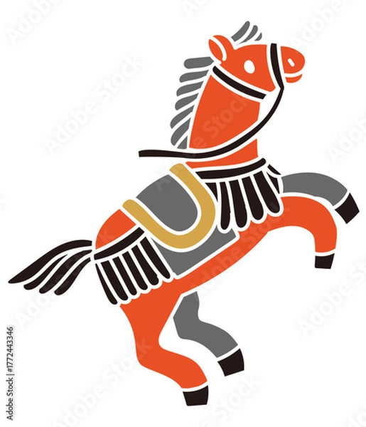 Fototapeta 手描きの馬の年賀状素材イラスト