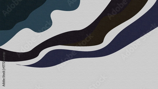Fototapeta Abstract Minimalist Wavy Organic Shapes Background with Dark Blue and Earthy Tones
