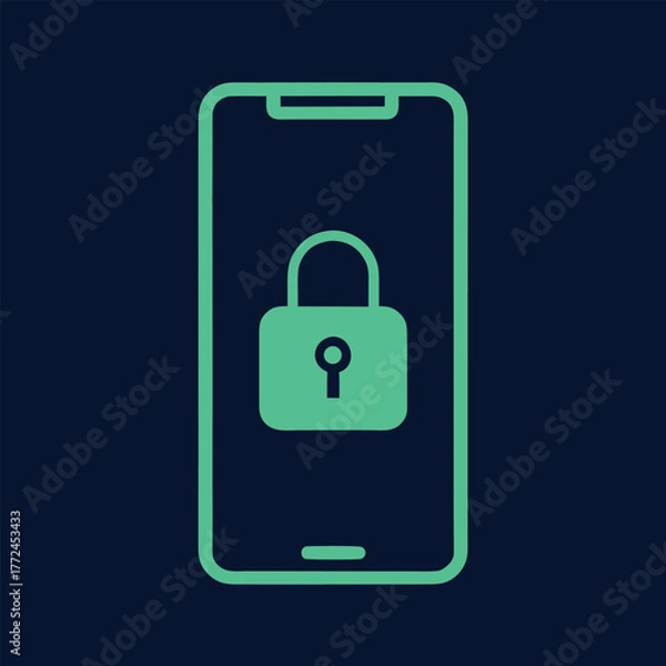 Fototapeta Mobile Security Concept Showing a Smartphone Displaying a Padlock Icon for Data Protection and Privacy